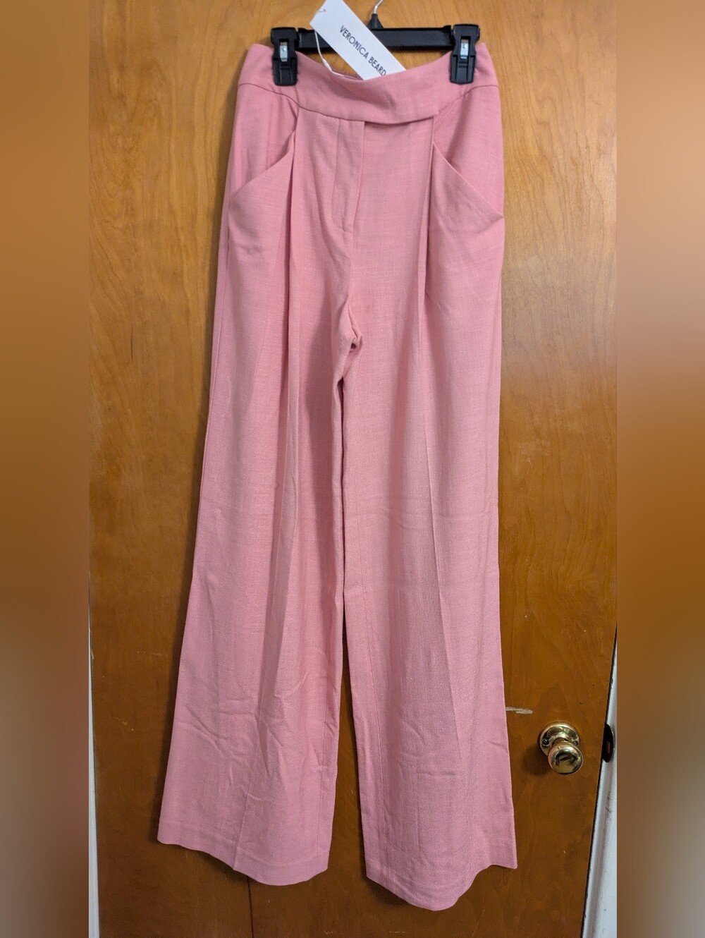 Veronica Beard Pink Wide-Leg Trousers